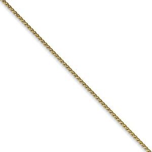 1mm 10k Yellow Gold Solid Diamond Cut Wheat Chain Necklace, 18 Inch